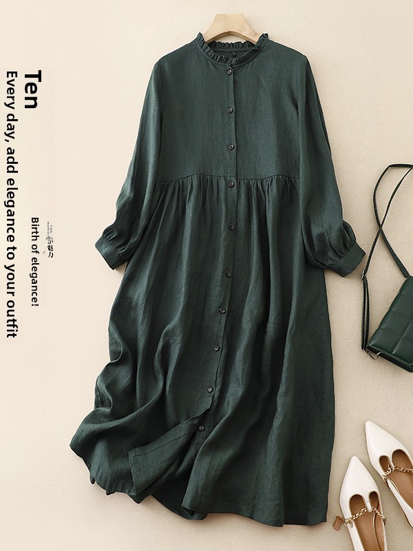 Casual Loose Cotton Linen Long - огляд і ціна Casual Loose Linen Shirt Dress