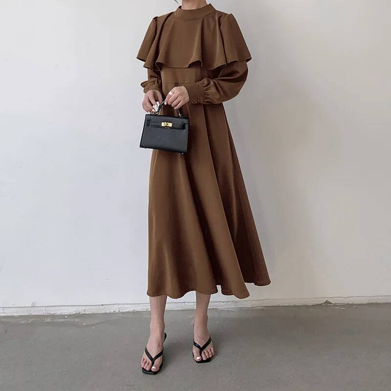 Women's Long Dress Korean and  - огляд і ціна Korean Style A Line Shirt Dress