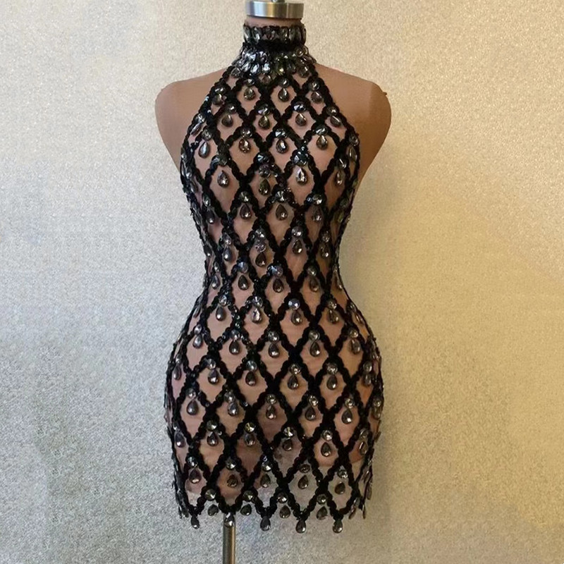 Sparkly Rhinestone Mesh Halter - огляд і ціна Sparkly Rhinestone Club Party Dress