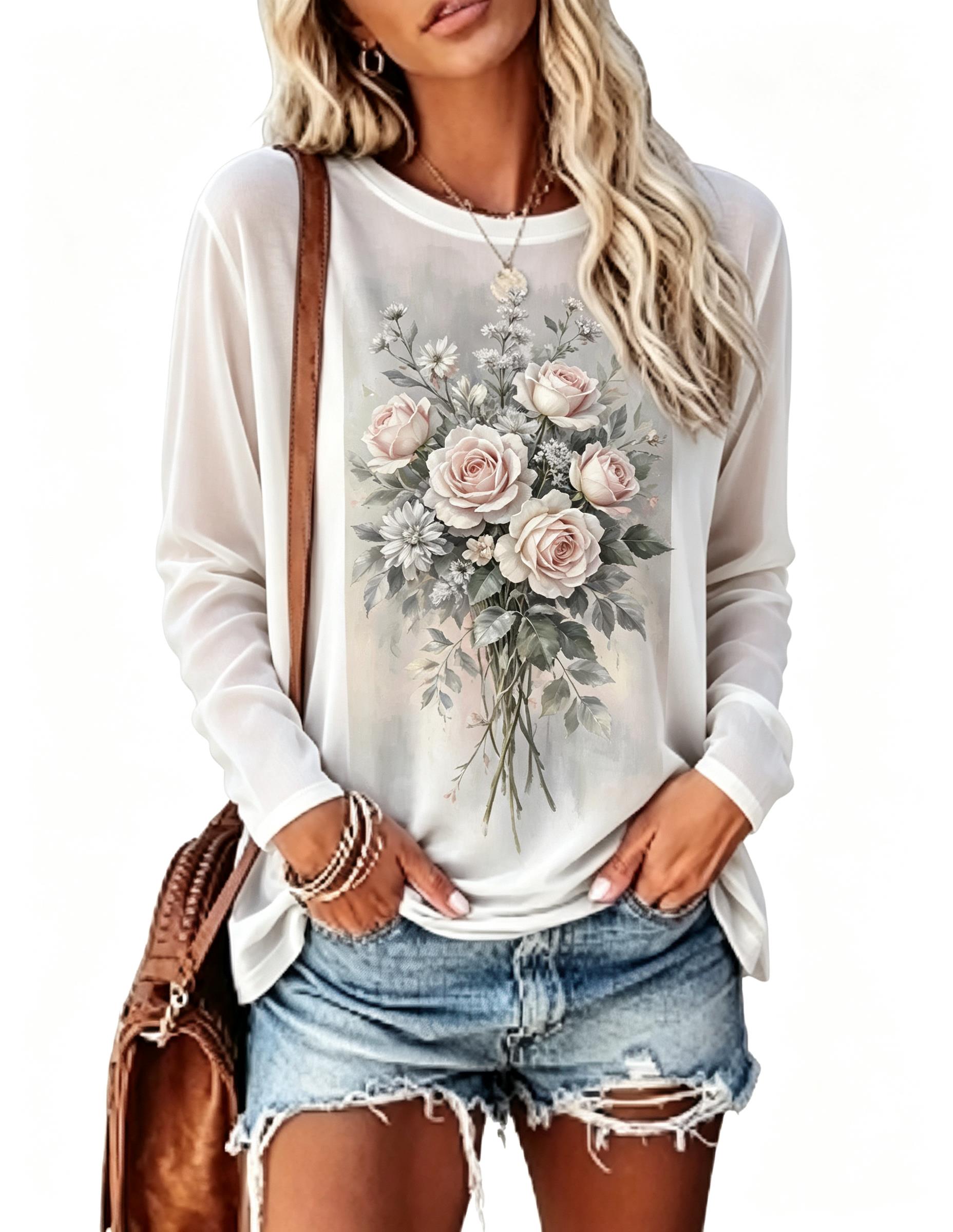 Women Long Sleeve T‑Shirt Vint - огляд і ціна Blouses