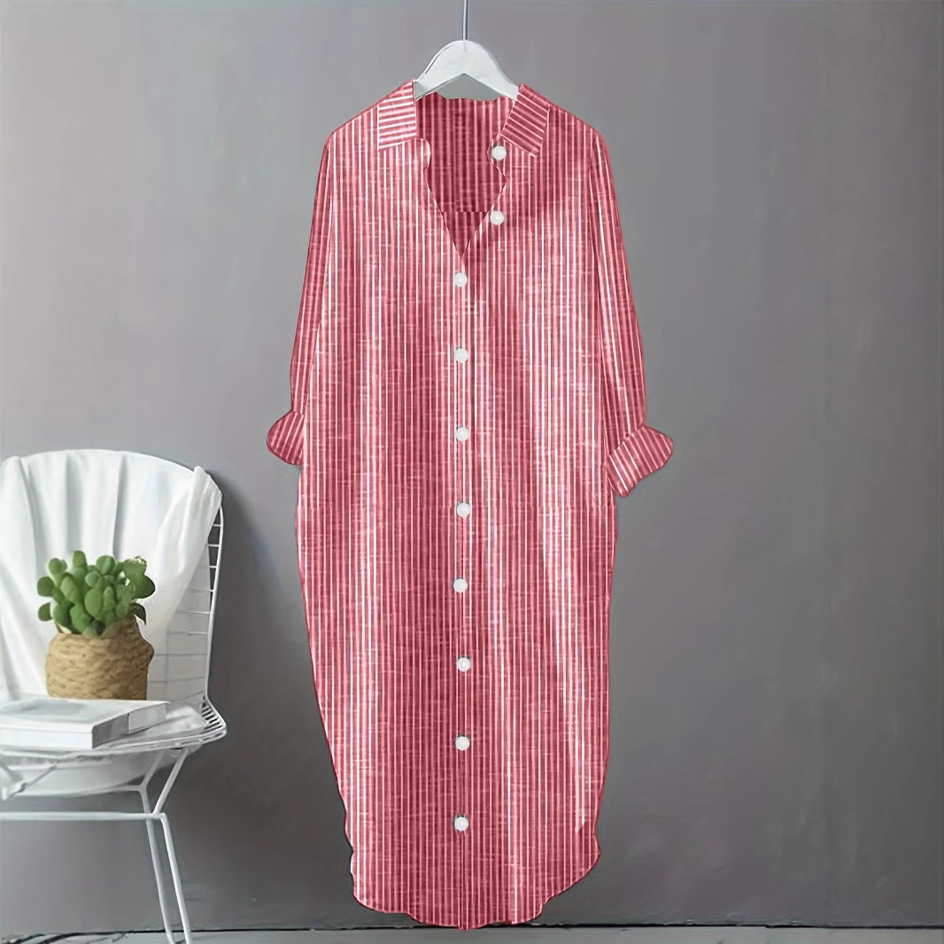 Vintage Cotton Linen Striped S - огляд і ціна Casual Loose Linen Shirt Dress