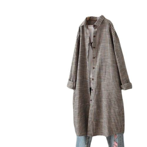 Vintage Cotton Linen Striped S - огляд і ціна Casual Loose Linen Shirt Dress
