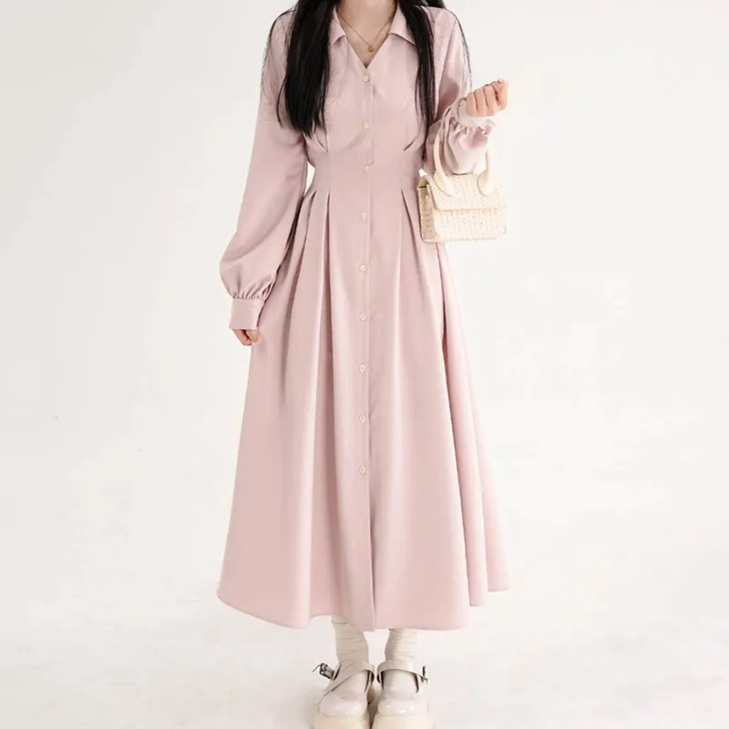 Korean Style Women V Neck Shir - огляд і ціна Korean Style A Line Shirt Dress