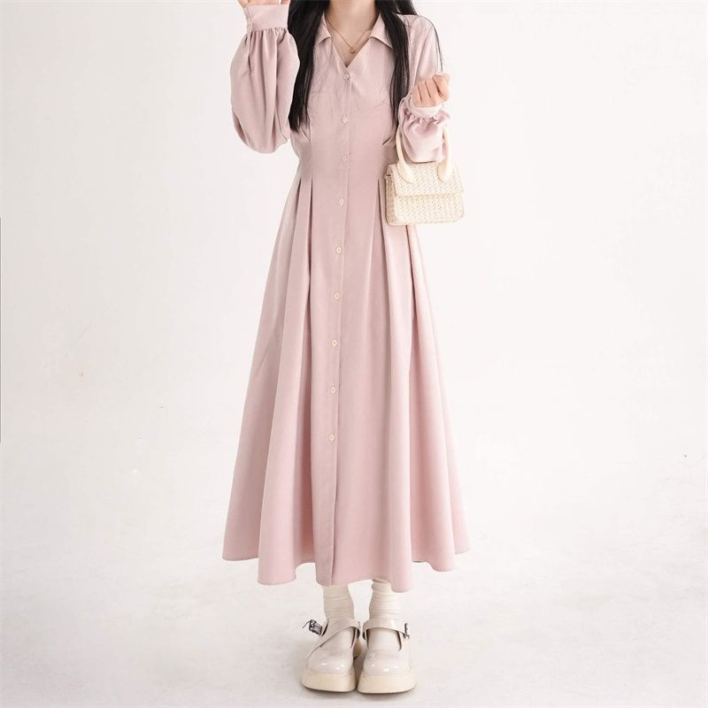 Korean Style Women V Neck Shir - огляд і ціна Korean Style A Line Shirt Dress
