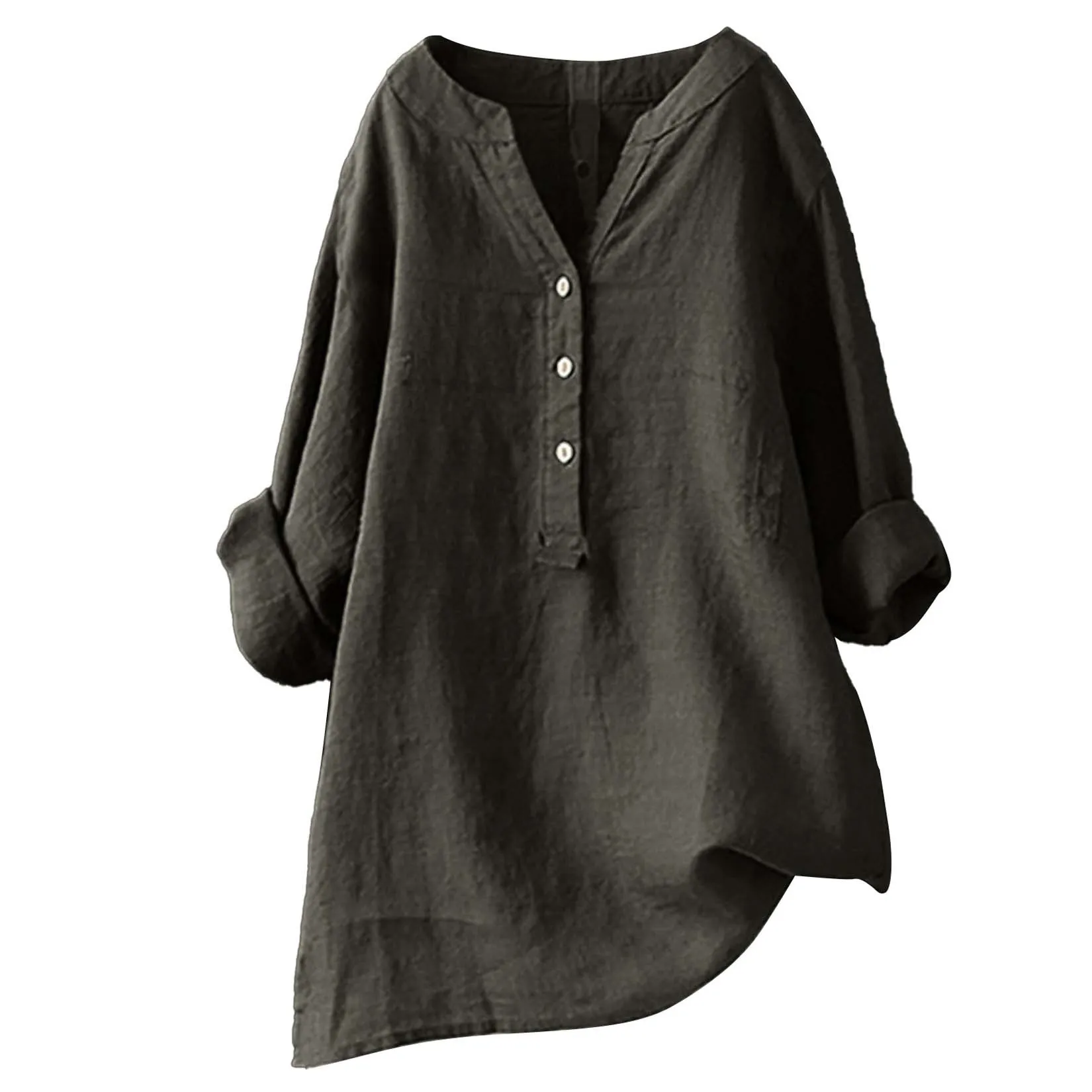 Unisex Women Men Cotton Linen  - огляд і ціна Casual Loose Linen Shirt Dress
