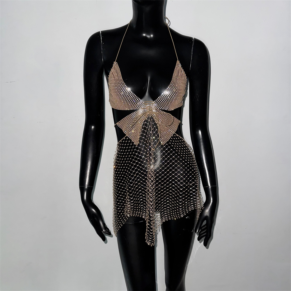 Sexy Gold Rhinestone Mesh Dres - огляд і ціна Sparkly Rhinestone Club Party Dress