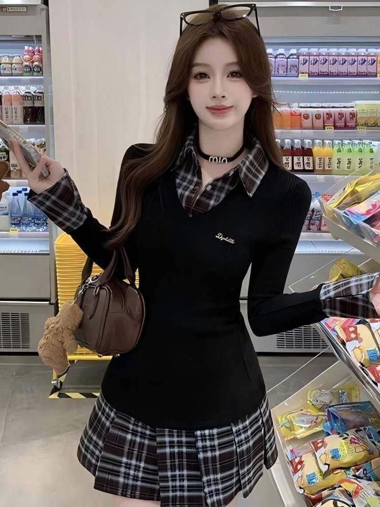 Korean Style Slim Fit  Collar  - огляд і ціна Korean Style A Line Shirt Dress