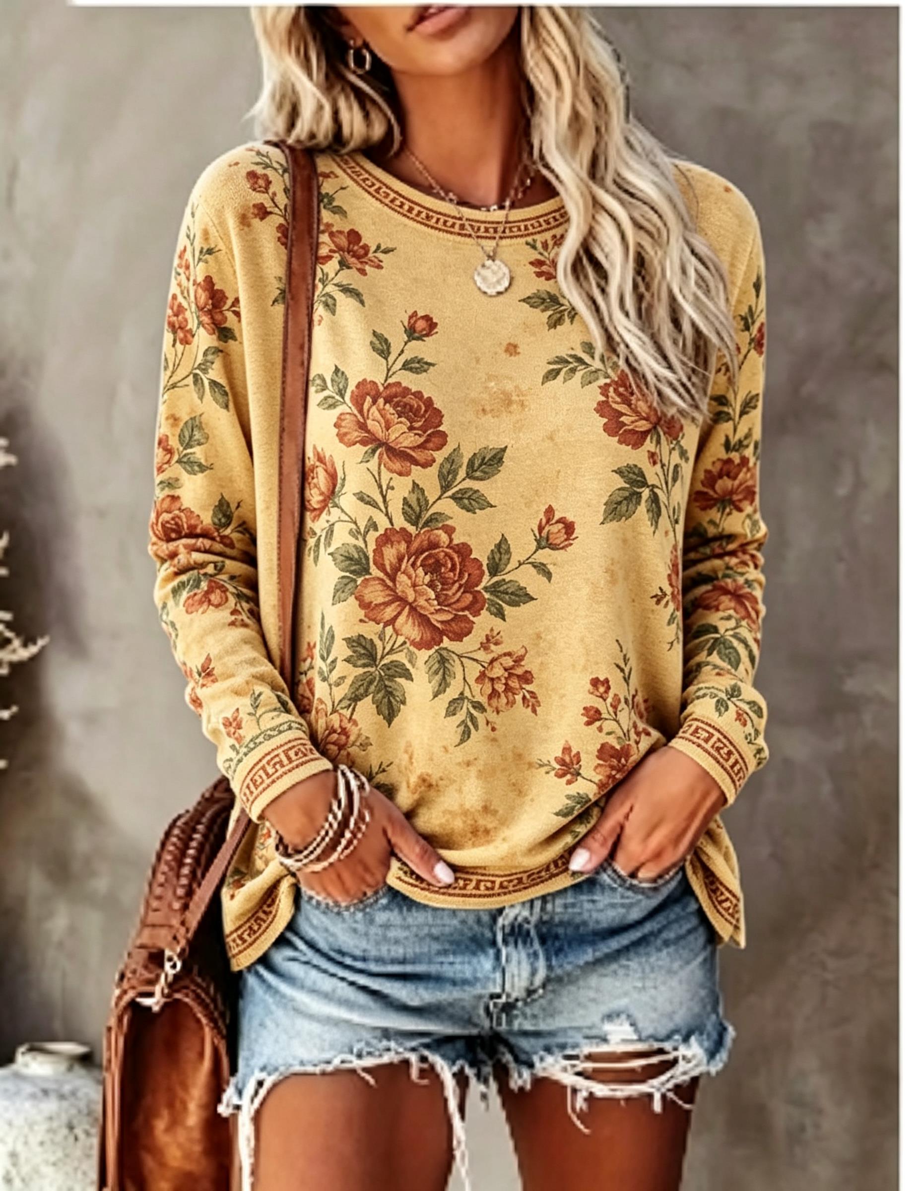 Women Crew Neck Long Sleeve T‑ - огляд і ціна Blouses
